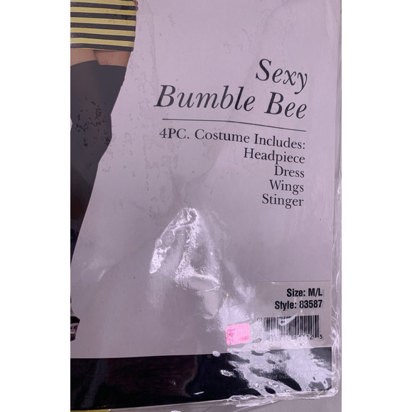 LEG AVENUE Sexy Bumble Bee Dress Wings Headpiece Women's M/L Halloween - Picture 3 of 4